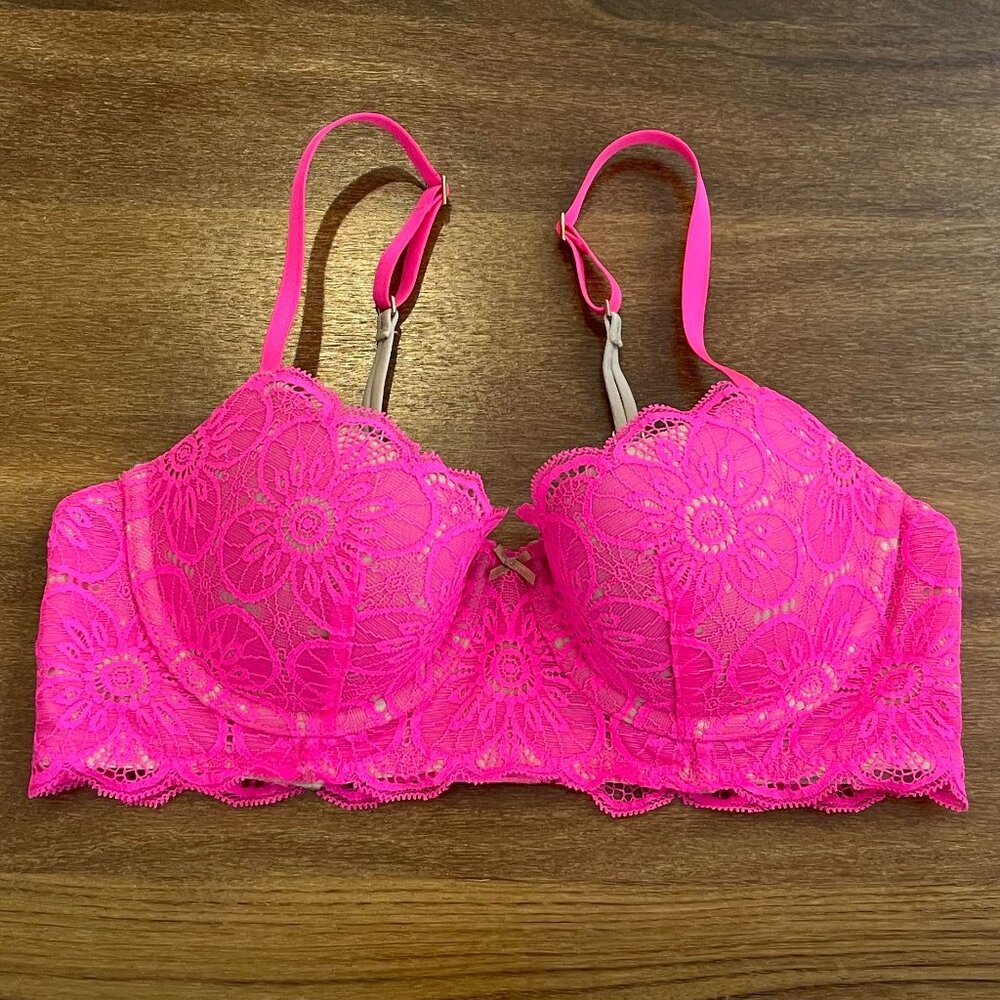 Aerie Hot Pink Lace Balconette Bra 34B
